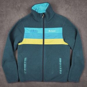 Cotopaxi Teca Fleece Full Zip Jacket Womens Small Green Blue Yellow Stripe